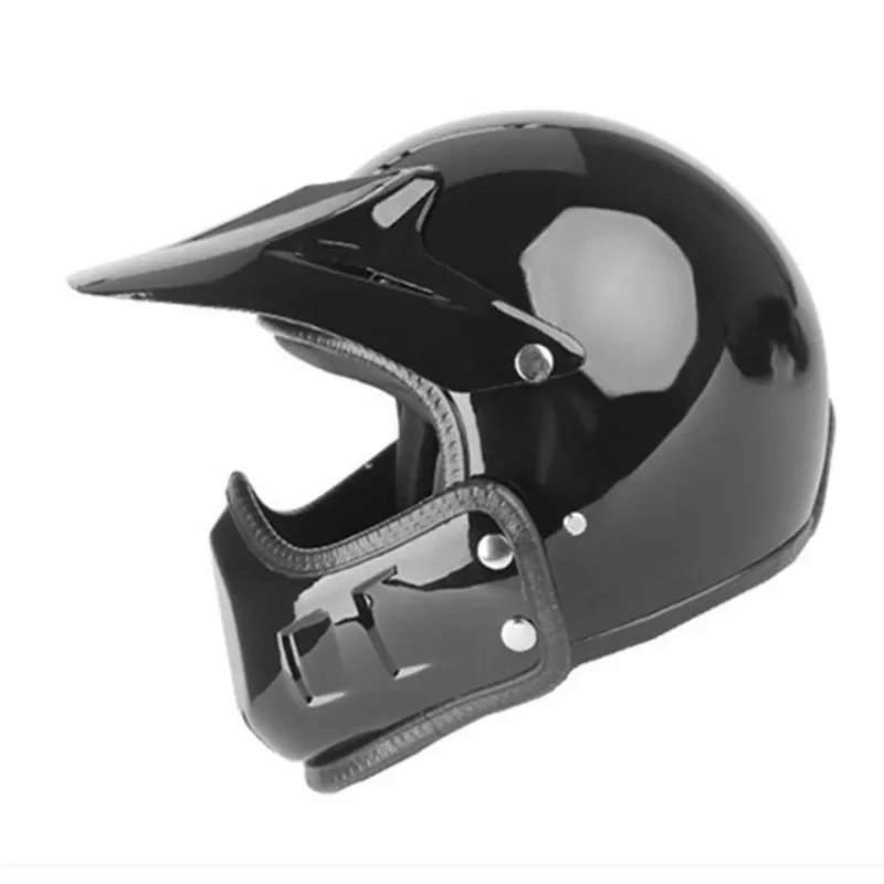 Gloss Black DOT Motorcycle Helmet Retro Cafe Racer  Vintage Motocross Open  Kask Full Face Casco Modular Ce