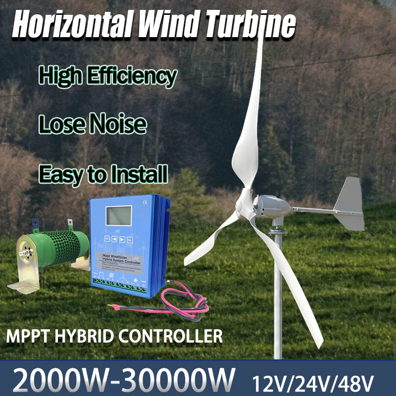 

20000W Free Energy Wind Power Turbine Generator 20KW 30KW 12V 24V 48V 96V For Home Use Roof Windmill Low Noise Horizontal Axis