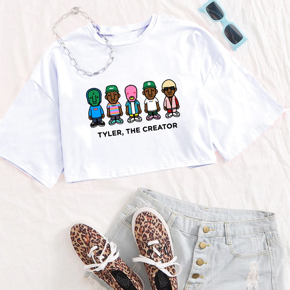 Tyler, The Creator 2024 O-Neck Crop Tops Rap Vintage Printing Super-short Short Sleeves Music Fans Gift Girls Fashion Shirt