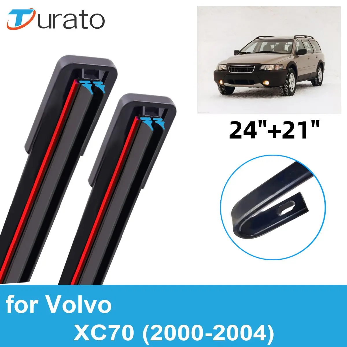 

2PCS Car Wiper Blades for 2000-2004 Volvo XC70 Front Windscreen Windshield Double Rubber Car Accessories 2001 2002 2003 2004