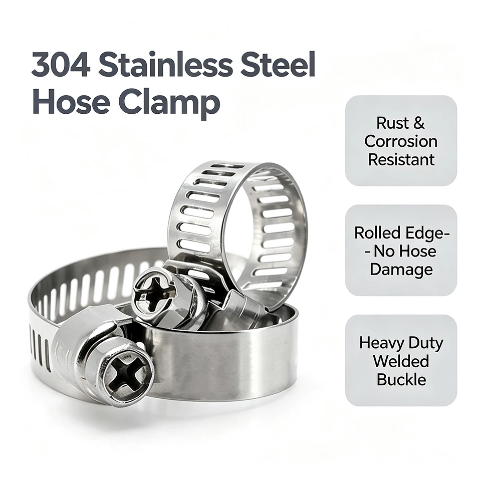 10/20/50pcs 304 Stainless Steel Hose Clamps Adjustable Worm Gear Pipe Clamps Fuel Line Plumbing American Style Tube Clips 6-29mm