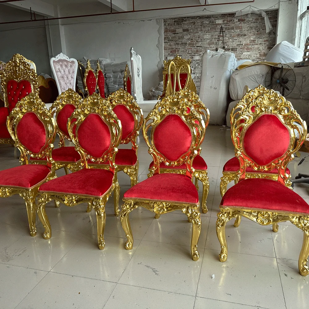 FSDKX  Selling High Back White and Gold Royal Queen King Love Seat Throne Sofa Chair for Bride and Groom Best