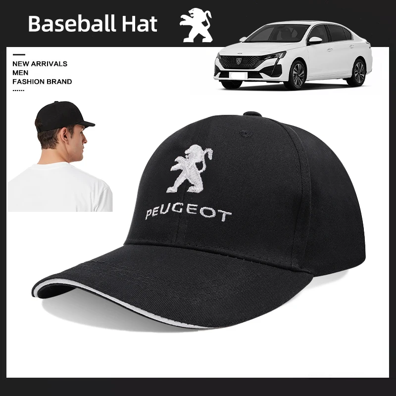 Casquette de Baseball avec emblème brodé, casquette d'extérieur en langue de canard pour voiture, pour Peugeot 408 4008 308 3008 Rifter 5008 508 2008 208 301 RCZ 407