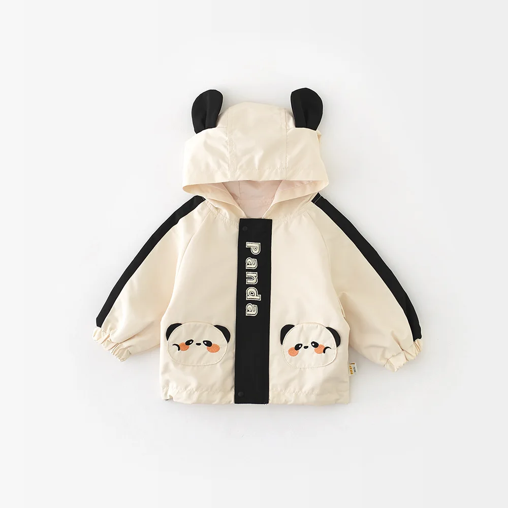 

2024 autumn new baby coat newborn Korean version cute panda hooded children's jacket top