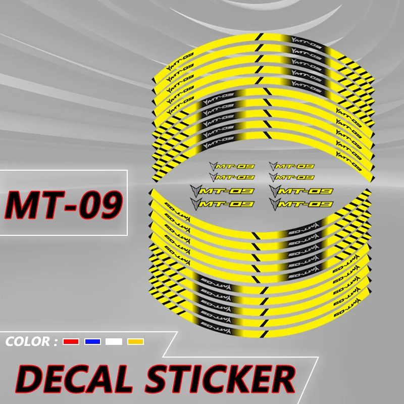 For YAMAHA MT-07 FZ-07 MT-09 FZ-09 FJ-09 MT07 MT09 Motorcycle Wheel Sticker Stripe Reflective Rim Decoration Decals mt-07 mt-09