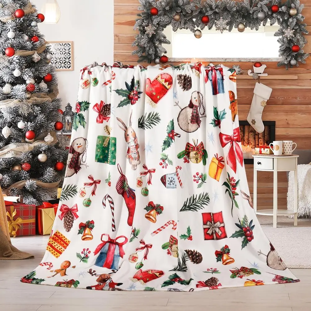 

Christmas Throw Blanket Xmas Cozy Fuzzy Plush Blanket Flannel Fleece Blankets Winter Holiday Super Soft
