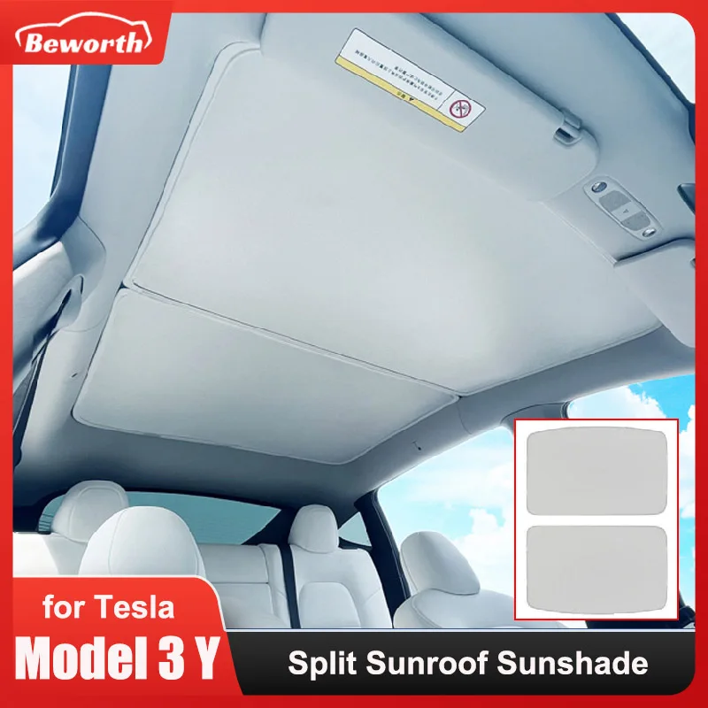 Sunroof Skylight Sunshade for Tesla Model 3 Highland 2024 Model Y Split Buckle Roof Sun Shades Glass Front Rear UV Protection