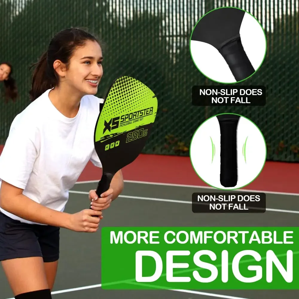 Wooden Pickleball Paddles Set Of 2 With 4 Balls Portable Racquet Cover Pickleball Rackets Outdoor Training Sports Equipment