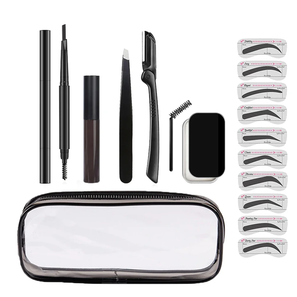 Private Label Eyebrow Trimmer Razor Kit Custom Bulk 7 piece Portable Delicate Compact Eye Brow Scissors Comb Clip Makeup Beauty