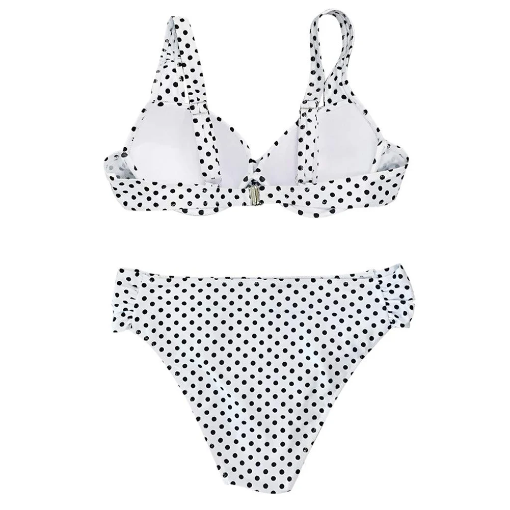Retro Polka Dot Printed Two Piece Swimsuit Women Split Bathing Suit With Swim Trunks For Beach Holiday Vacation Swimwear