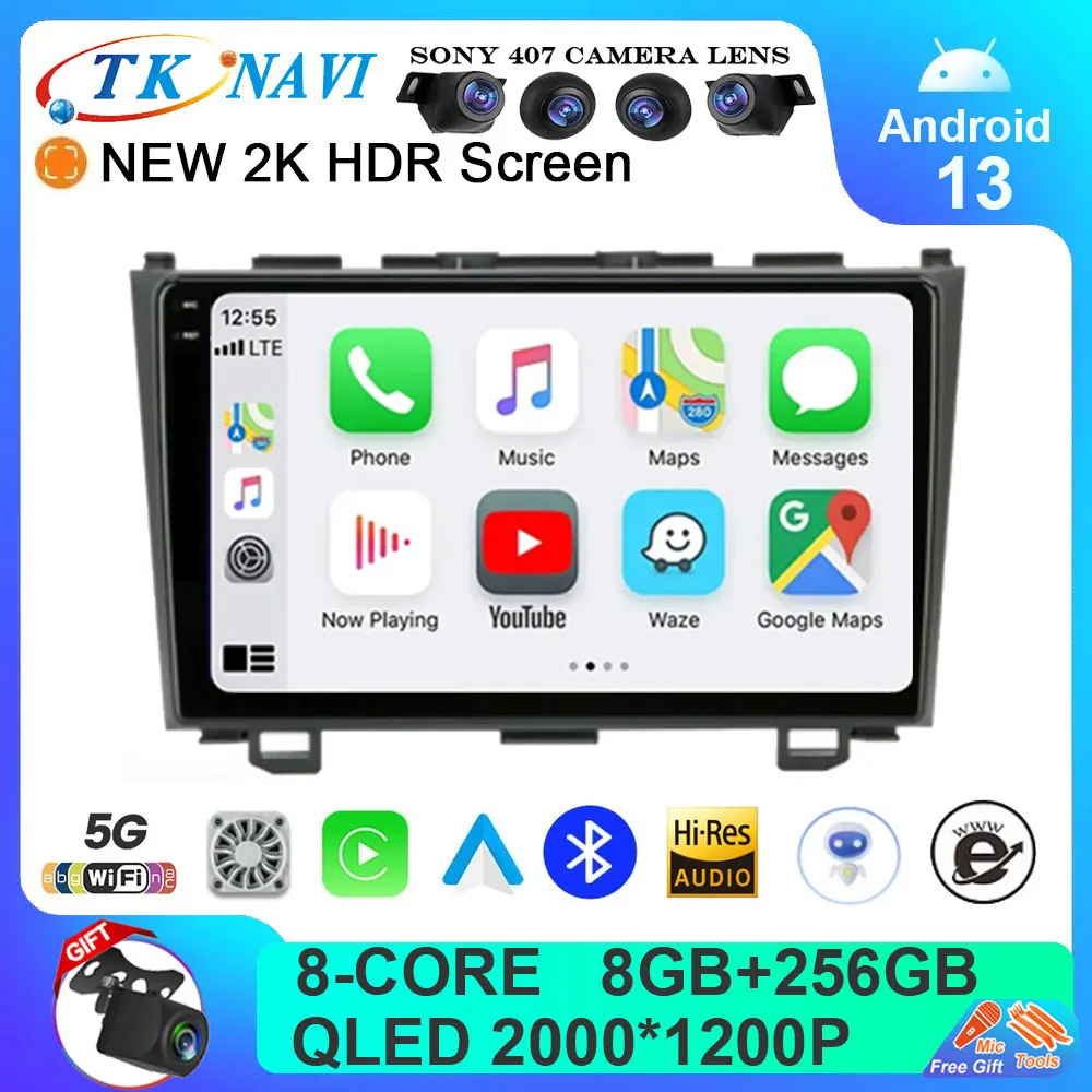 

9" Android 13.0 Car Radio For Honda CRV CR-V 2006-2012 Head Unit 4G Carplay DSP RDS 2din Multimedia Player Navigation GPS WIFI