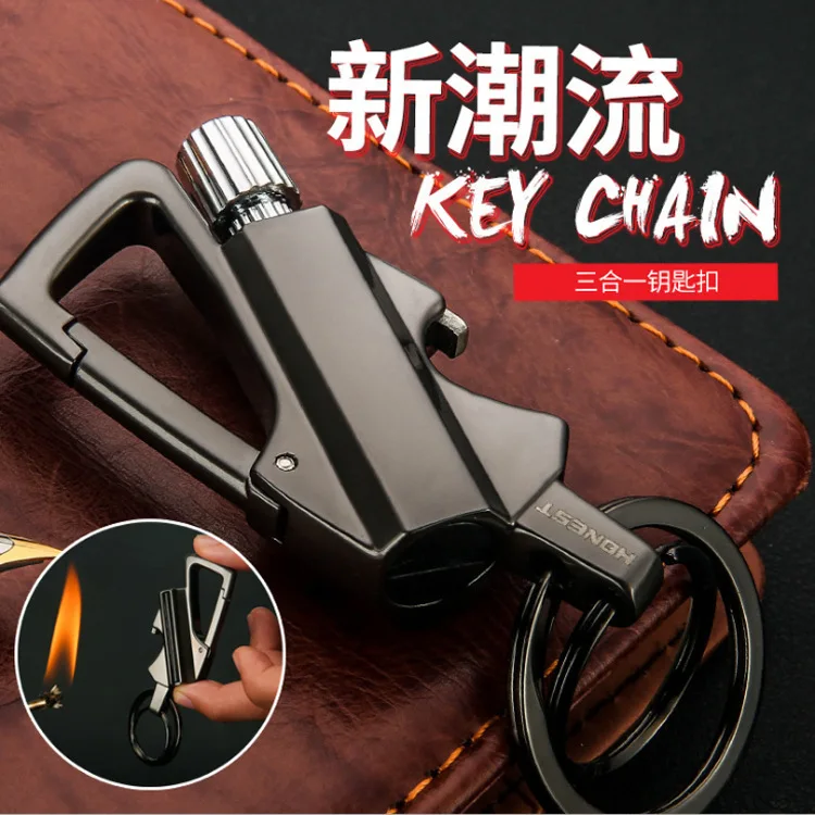 

Multifunctional Lighter Waterproof Outdoor Keychain Reusable Match with Bottle Opener