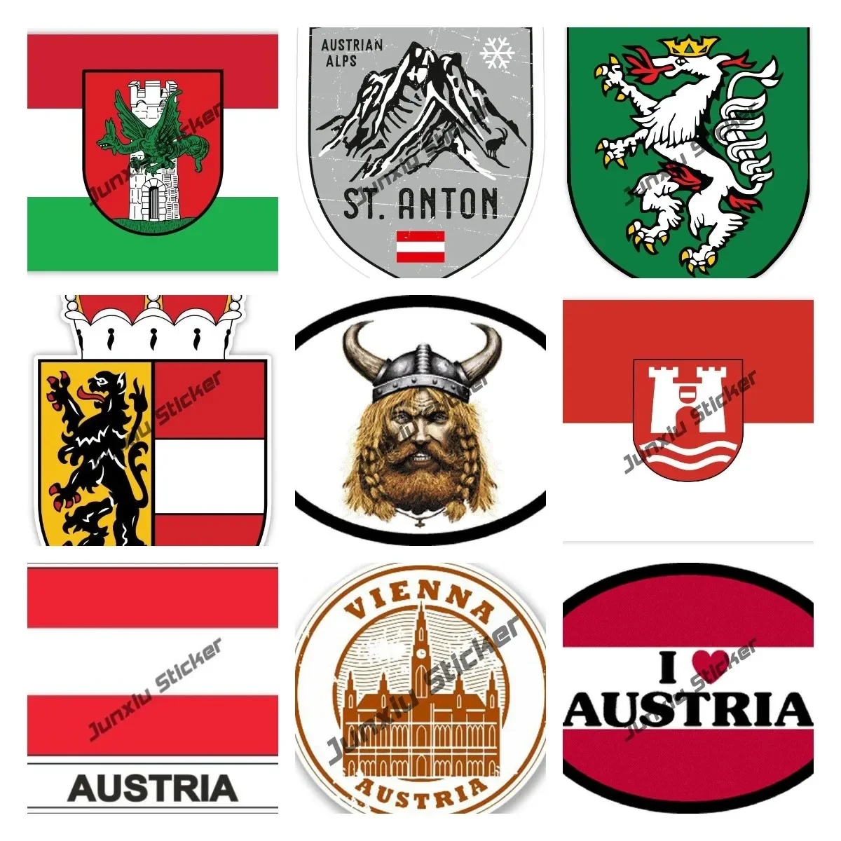 Klagenfurt Flag City Austria Sticker Salzburg Innsbruck St Anton Mountain Viking Graz City Shield Crest Decal Car Accessories