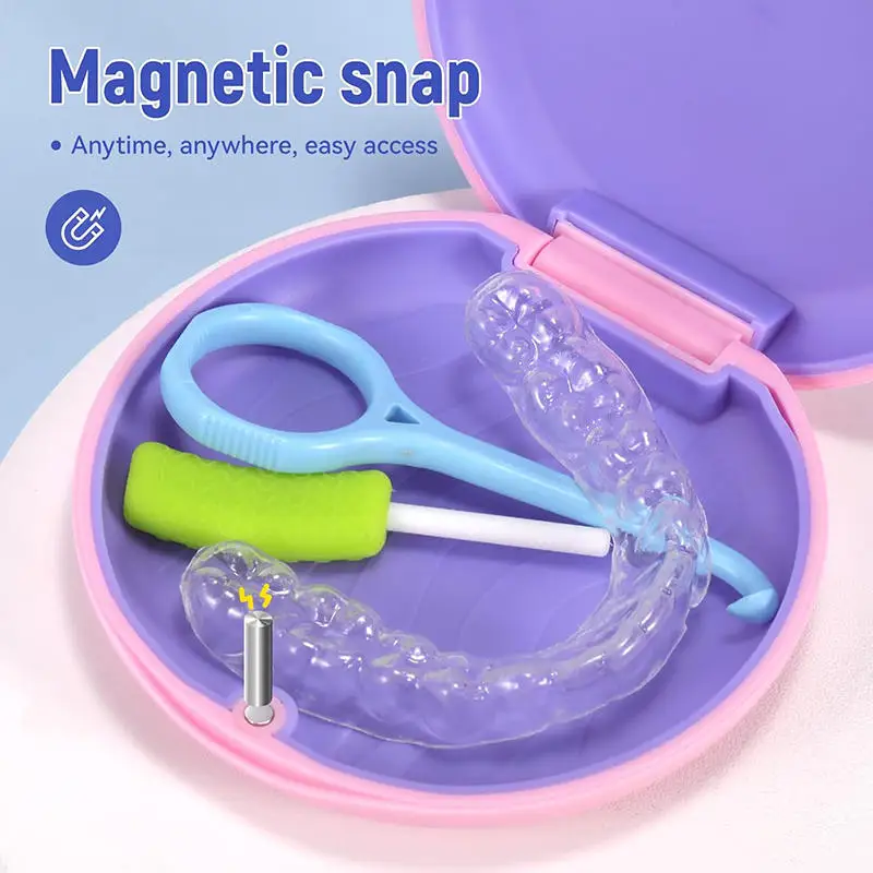 صندوق تخزين الأسنان الكاذبة تقويم الأسنان غير مرئية الأقواس أليجنر حالة لوازم نظافة الفم الأقواس واقية #3