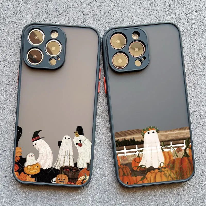 Cute Ghost Halloween Phone Case For iPhone 14 15 16 Plus 13 12 11 Pro Max Mini XS XR SE20 7 8 Plus Shockproof Back Cover Fundas