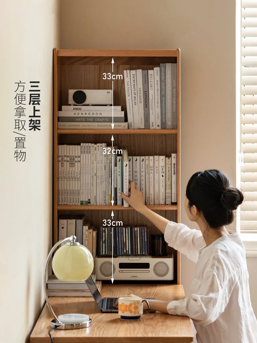 solid wood high bookcase, crevice storage, floor-to-ceiling storage, narrow cabinet, small apartment side drawing cabinet