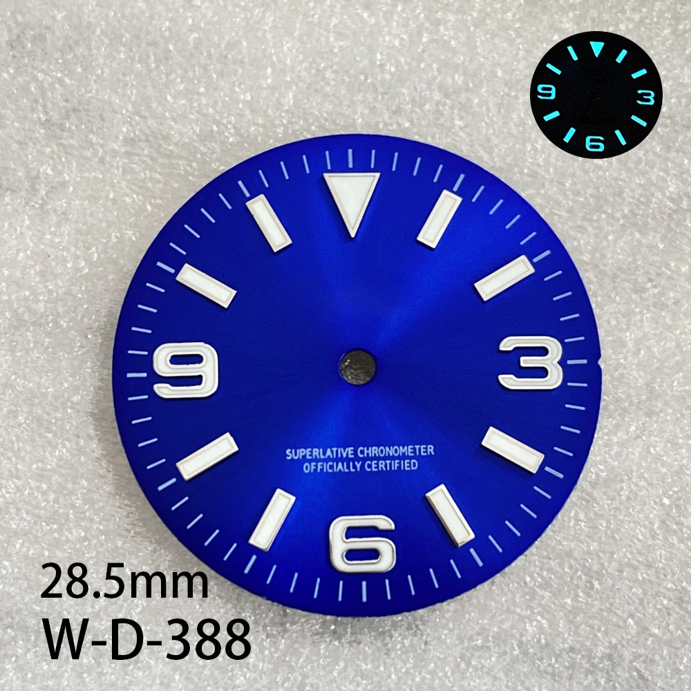 28.5 millimetri S Logo Ex Plorer Sunray Quadrante Fit NH35/NH36/4R/7S/8215 Movimento Blu Ghiaccio Luminoso Orologio Accessori di Modifica