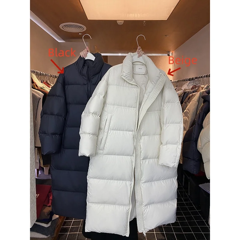 Winter New 90 White Duck Down Thickened Korean Loose Long Down Jacket for Women