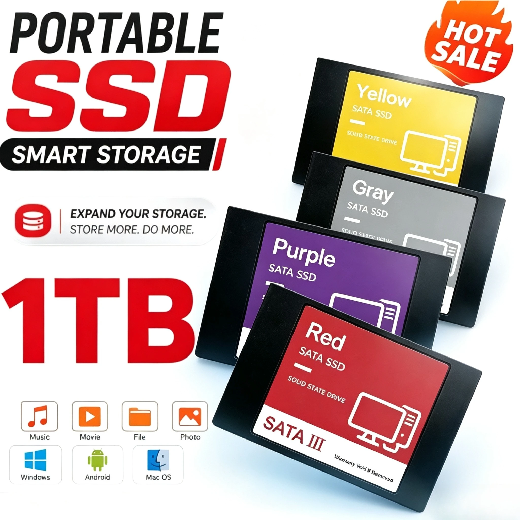 New Solid State III Disk High Speed 520m/s SSD For Laptop Microcomputer Desktop 2.5 Inch High Speed 4TB Internal HDD Hard Drive
