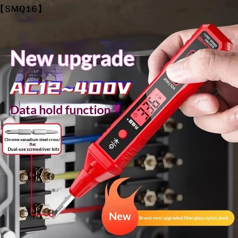 1Pcs Voltage Tester Pen 12-400V AC NCV Detector With LCD Display Flashlight & Screwdriver Bits Live Neutral Wire【SMQ】