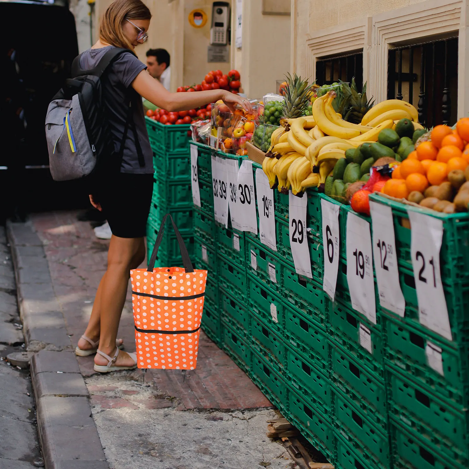 

Foldable Grocery Shopping Tote Large Capacity Oxford Cloth Multipurpose Reusable Cart for Camping Shopping