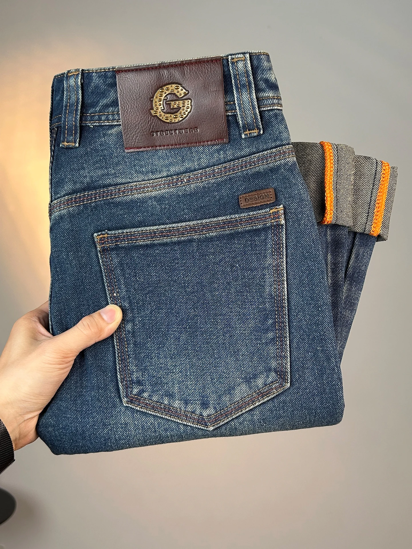 

Мужские джинсы в стиле ретро, свободные, прямые, винтажного цвета, удлиненные брюки, осень-зима, новинка, повседневные, хлопок