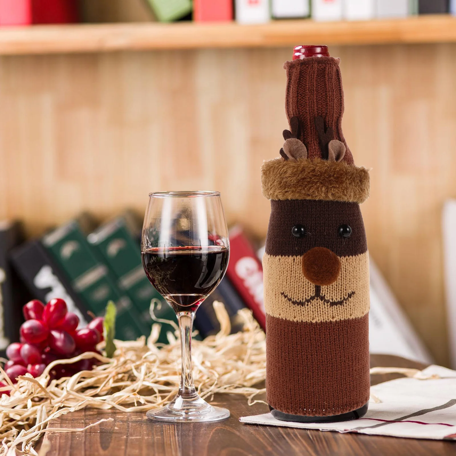 

3Pcs Holiday Knitted Wine Bottle Covers Sweater Style Wine Bottle Bags Winter Party Decorative Table Decor Holiday Table Decor