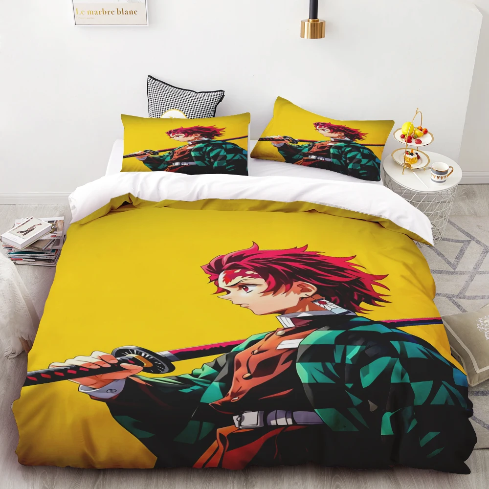 Duvet Cover Kamado Nezuko Demon Slayer Bedding Set Set Bedspread Pillowcase King Queen Full Single Size Bed Linen Kids Teen Gift view 3