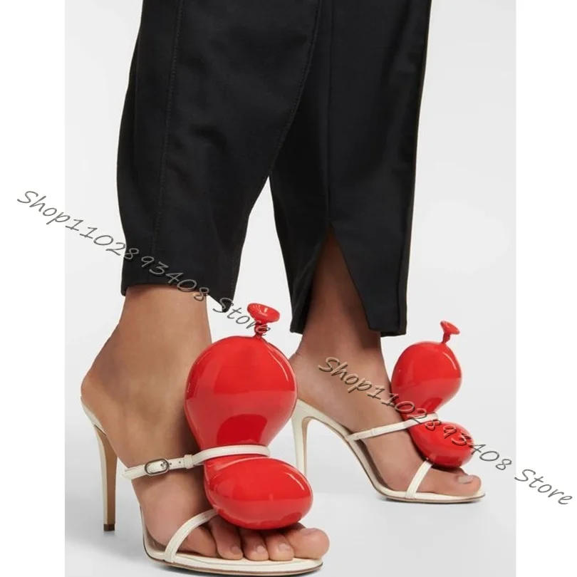 Red Balloon Decor Sexy Sandals Stiletto High Heels Open Toe Strange Style Sandals Women Summer Party Shoes Zapatos Para Mujere