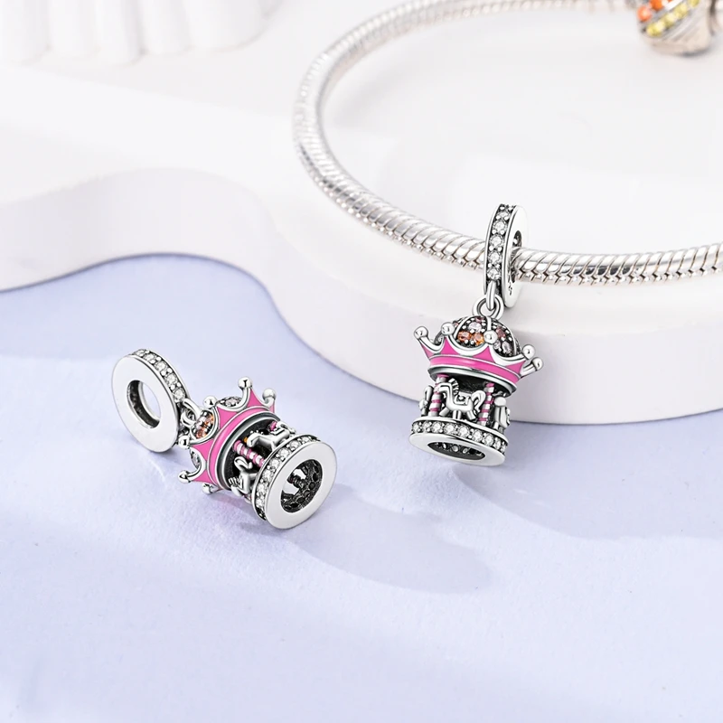 Charms-Anhänger Original 925 Sterling Silber Kürbiskutsche Prinzessin Ballettschuh Charm-Perle Passend für Armband Damen DIY Schmuck Geschenk – Detail 14