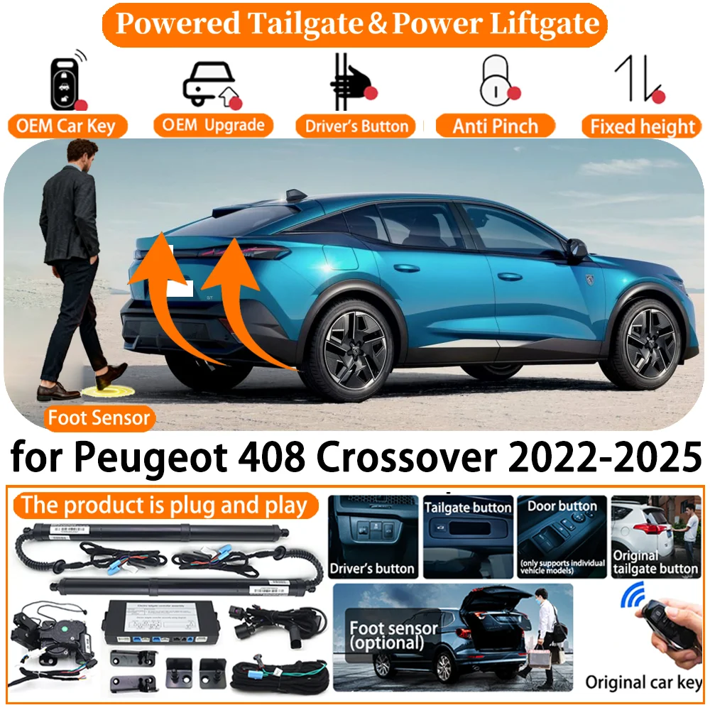 Car OEM Powered Tailgate system for Peugeot 408 Crossover 2022-2025 Automatic Electric Power Tailgate Tail Gate Lift Strut kit