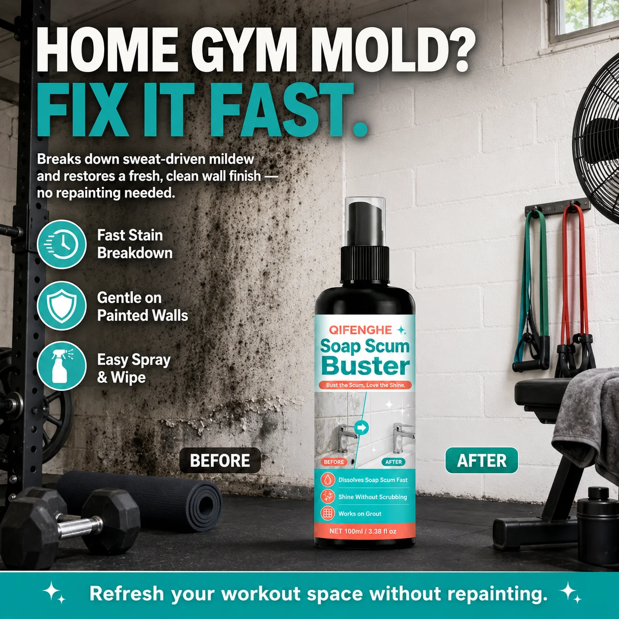 All-Purpose Wall Cleaner Spray Safe on Painted Walls Remove Stains Scuffs Smoke Grime