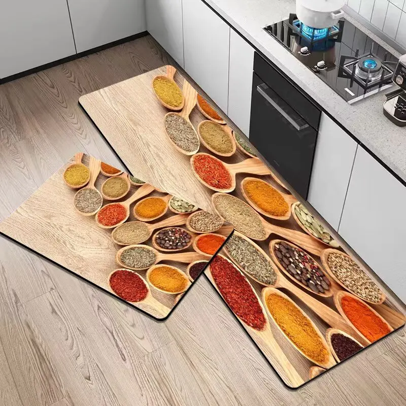 VIKAMA Kitchen Stain-Resistant Floor Mat 3D Printed Water-Resistant and Oil-Repellent Entryway Laundry Room Carpet Home Decor