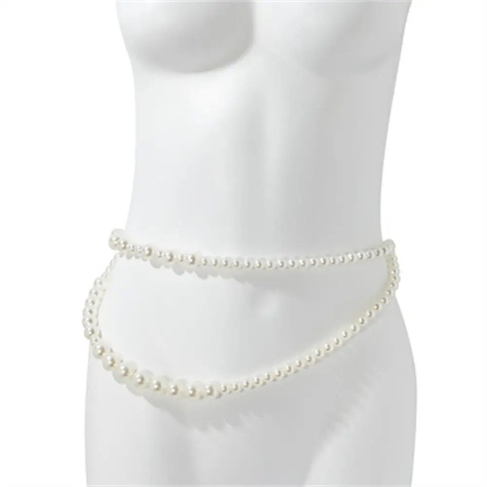 New Vintage Women Body Accessories camicia Suit Belt Pearl Geometric Waist Chain Body Chain