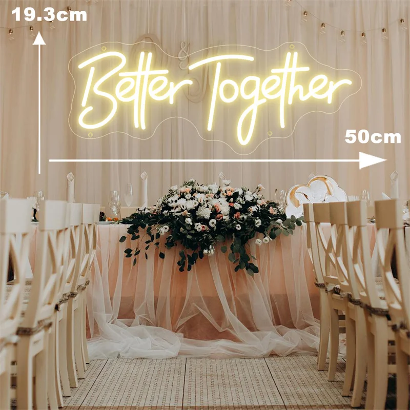 Better Together Neon LED Sign 50cm Neon Sign Light for Home Wedding Wall Room Art Decor Personalized Engagement Party Decoration