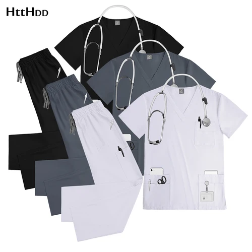 Conjuntos de uniforme para enfermería, uniformes médicos de Hospital, enfermeras para mujeres y hombres, traje sanitario clínico, uniforme de SPA para salón de belleza