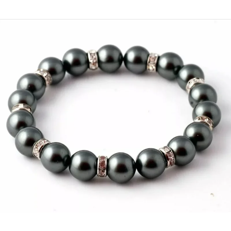 

New Jewelry Bracelet Pretty genuine 8/10 mm South Sea black shell pearl bracelet 7.5 inches AAA