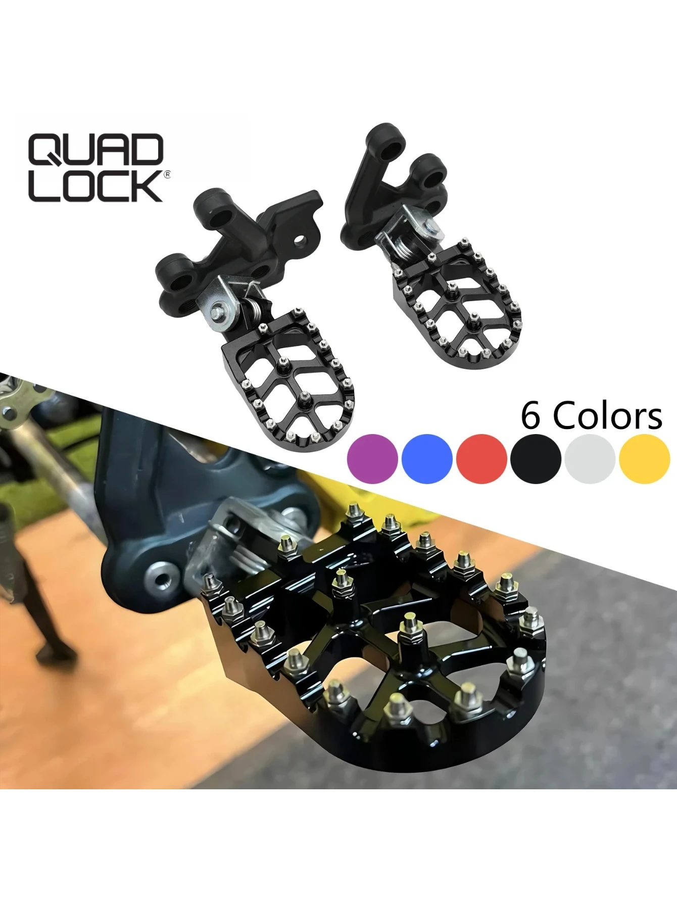 

QUAD LOCK Bicycle CNC Aluminum Footpegs Foot Pegs Rests Pedals Bracket