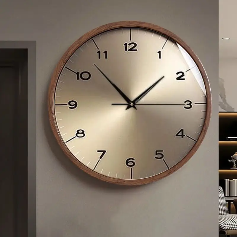 DSA living room wall clock light luxury silent clock home dining room solid wood wall hanging creative clock