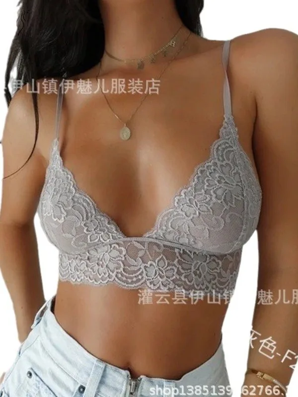 new women\'s korean sexy embroidery perspective fashion underwear lace push up bra top sexy sporta bras cute multicoloured  3YDI