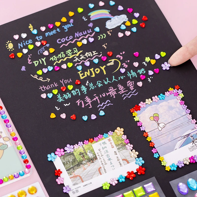 Diamond Rhinestone Stickers Photocard Decor 3D Gem Stickers Self Adhesive Jewel Crafts Crystal Sticker for Kids DIY Decorations