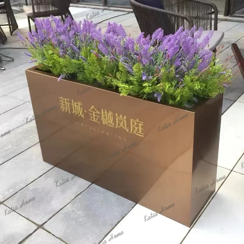 PG  outdoor stainless steel landscape flower box commercial street square flower bed flower slot shop entrance planting