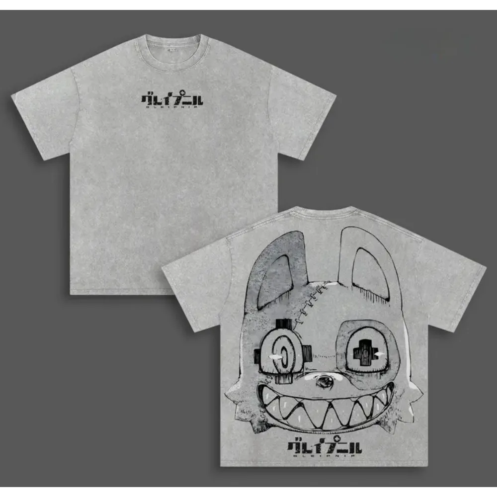 Gleipnir Monster Form Shuichi Kagaya Graphic T Shirt Men Women Short Sleeve Cotton Tshirts Vintage Washed Tee Oversized T-shirt
