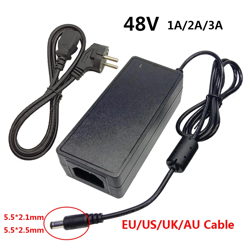 

AC DC Adapter 48V 3A Power Supply Adaptor 48v3a 48 Volt Transformer 48v1a 48v2a For CCTV POE Injector Ethernet IP Camera Phone