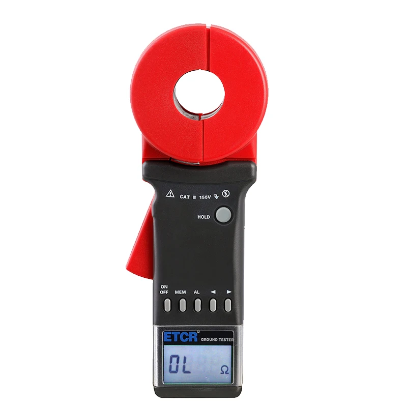 ETCR ETCR2100A + Tester resistensi bumi, pengukur resistensi Loop presisi tinggi 32mm 200 ohm dengan klem tanah Digital