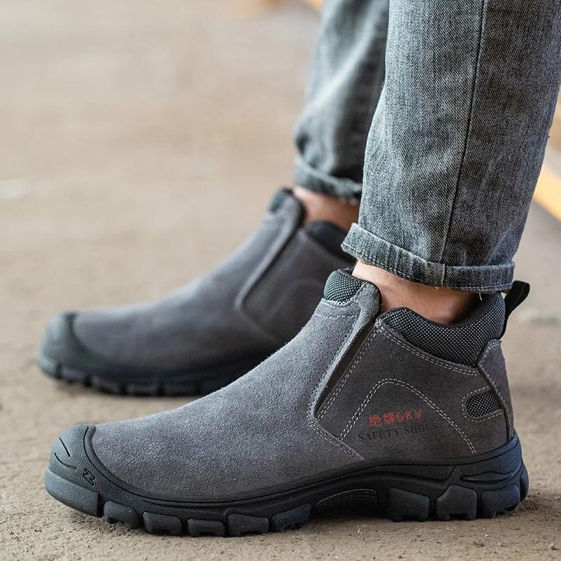 Men's Comfortable Protective Shoes, Anti Slip, Anti Puncture, Anti Smashing Steel Toe Shoes, Anti-Corrosion Insulated Boots