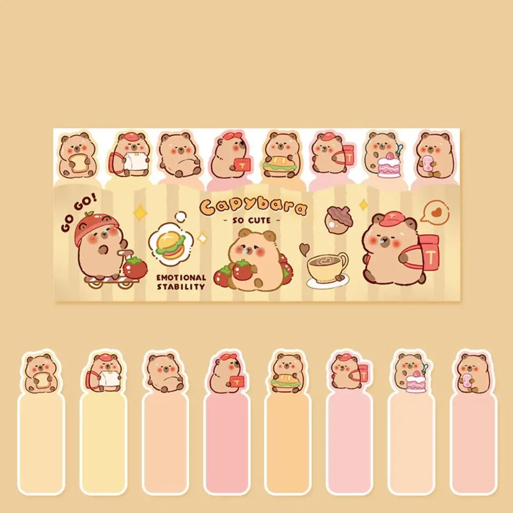 Book Tabs Cute Capybara Index Tabs Self Adhesive Cartoon Sticky Notes Multifunction Multi-purpose Memo Pad Scrapbook