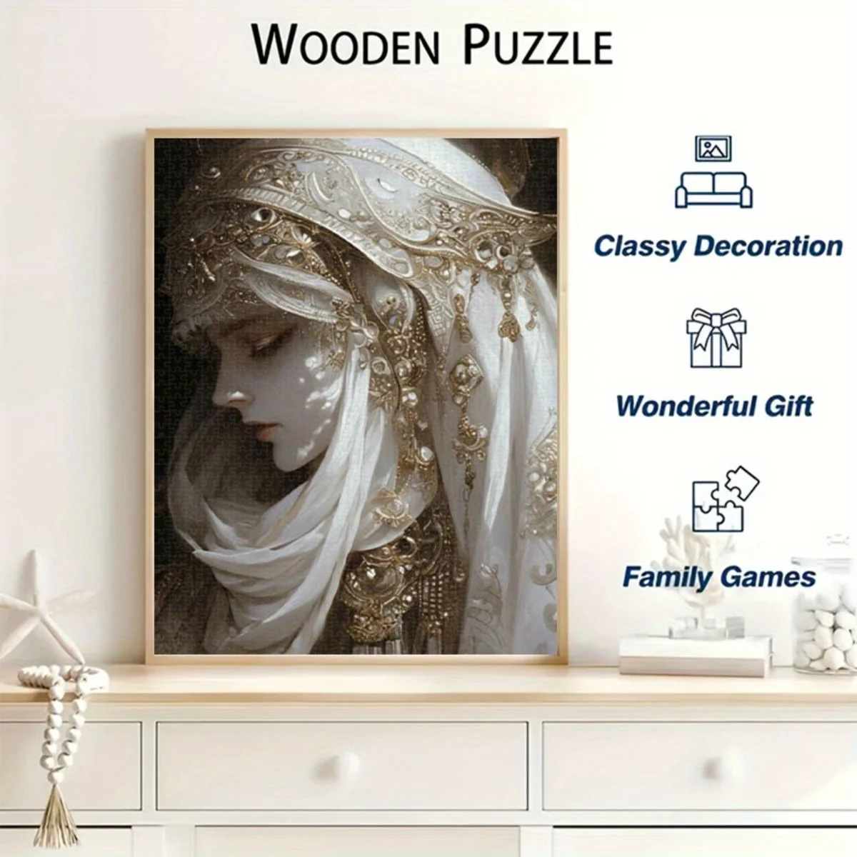 Puzzle da 1.000 pezzi di elegante signora in abbigliamento ornato: qualità premium, gioco fai da te impegnativo per adulti e famiglie, migliora l'occhio della mano