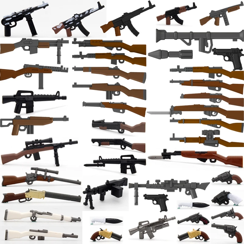 Military Series Soldier figures Accessories Building Blocks Army Rifle Machine Snow Gun Pistol Helmet Backpack Battle Bricks Toy