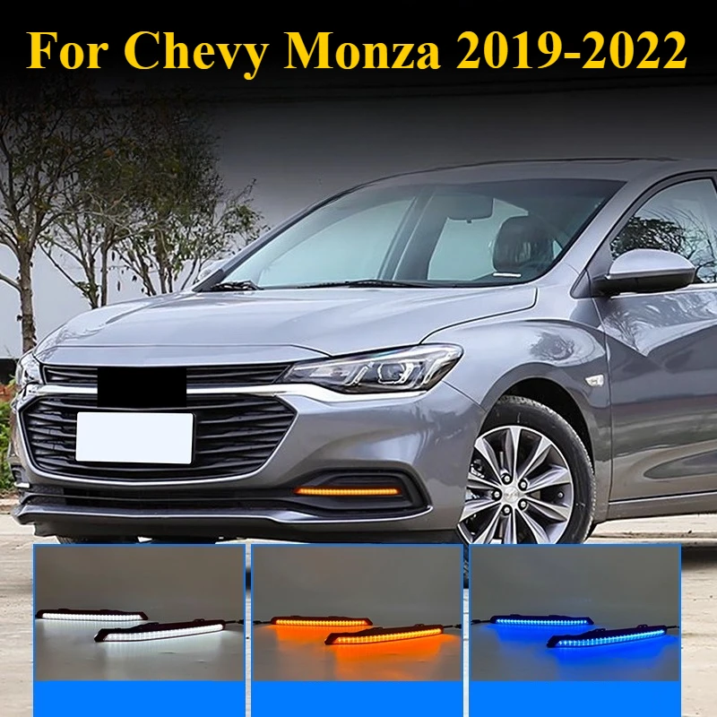 

For Chevy Monza 2019-2022: Tri-Color LED DRL Lights - White/Amber/Blue Flow Turn Signals w/Plug & Play Kit